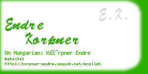 endre korpner business card